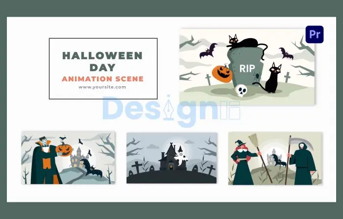 Halloween Day Themed Vector Character Animation Scene